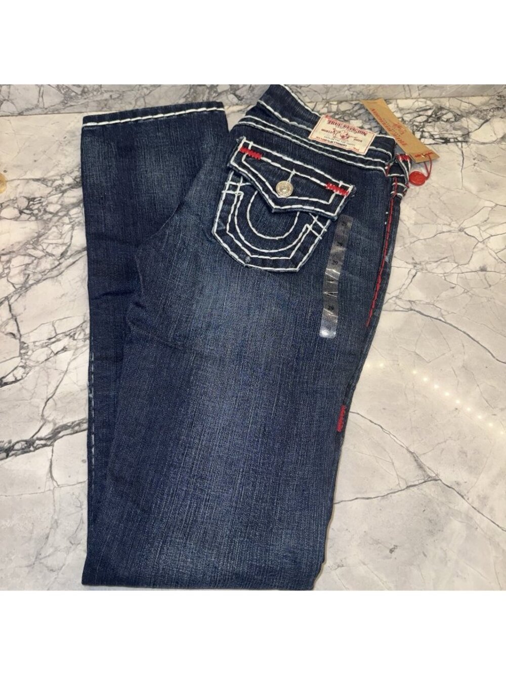 True Religion Women’s Size 29 / 8 Style Slim Straight Flap Super T Jeans NEW